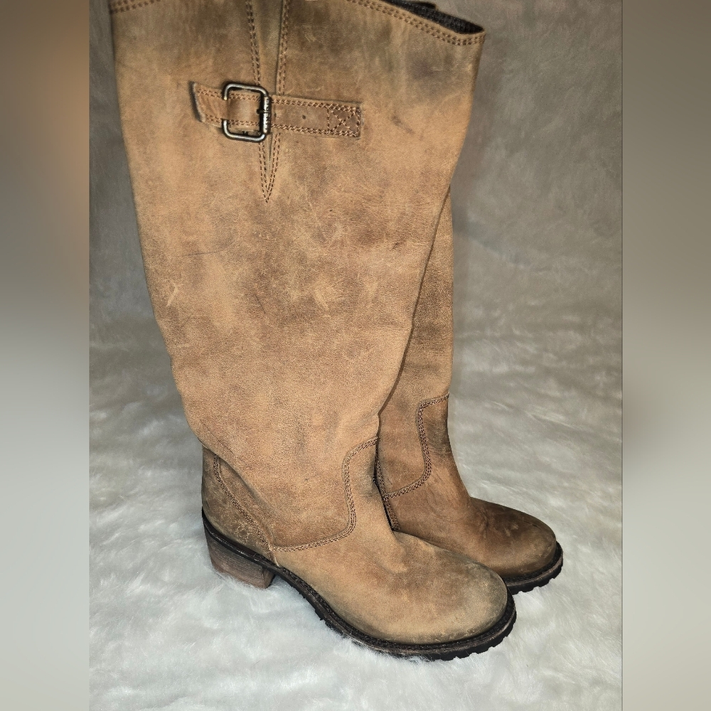 Liberty Black Distressed Leather Tall Riding Boots 9.5 Brown Like New‎